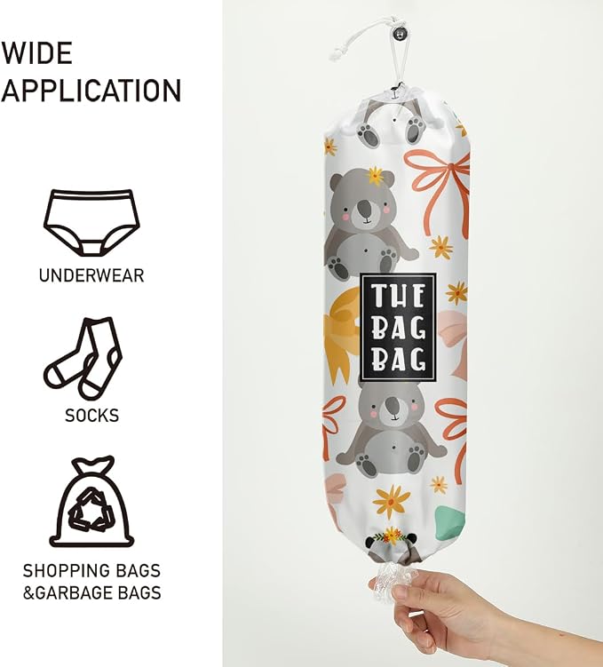 Plastic Bag Organizer,Reusable And Washable Grocery Bag organizer,for Home Kitchen Travelling Camping Decor, use 1 Pack,Gray Koala Pattern