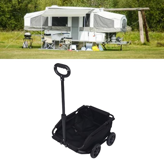 4 Wheel Pet Stroller, Pet Products Stroller Multifunctional Folding Pullable Pet Cart Portable Foldable Travel Jogger for Small Medium Dogs Cats Outdoor Camping Travel (Black)