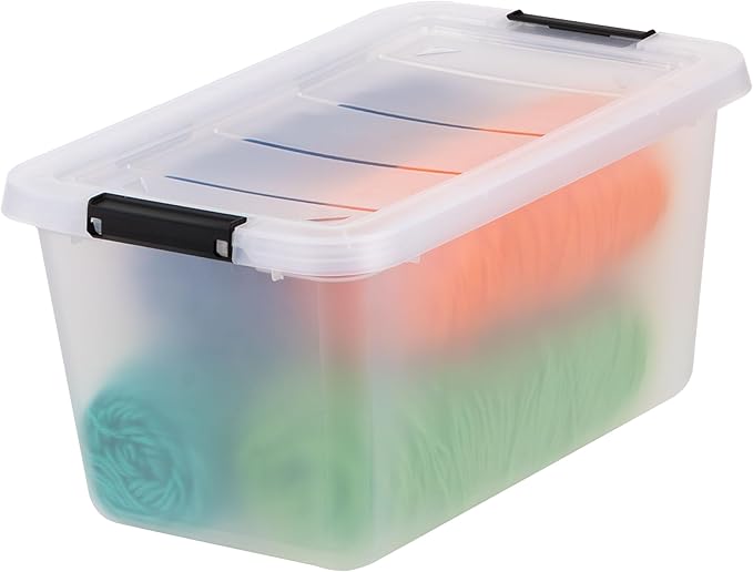 IRIS USA 6-Pack 13.5 Quart Clip Box with Latching Lid | Latching lid secures office and household supplies. Stackable, nestable design maximizes storage space