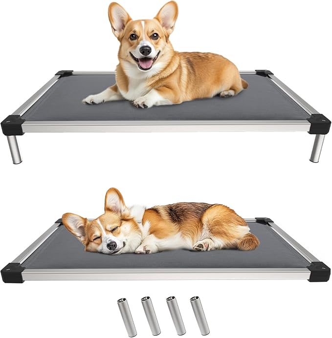 FXW TitanNest Padded Chew-Proof Elevated Dog Bed for Medium Dogs | Easy to Clean, Pre-assembly Raised Cot, Indoor/Outdoor/Camping, 42 x 27 x 5.0in