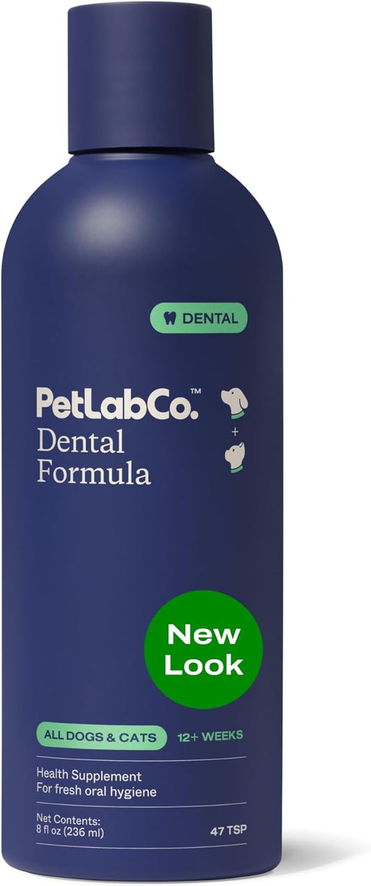 PetLab Co. Cat and Dog Dental Formula, Keep Dog Breath Fresh and Teeth Clean, Supports Gum Health - Water Additive Dental Care Targets Tartar - Packaging May Vary