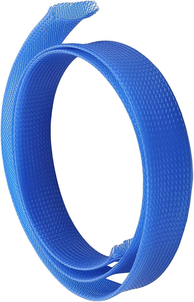 Jutagoss PET Expandable Braided Cable Sleeve, 3.28ft - 1 inch Blue Cable Management Sleeve, Wire Loom Tube Cord Protector for USB Cable, Power Cord, Audio Video and More, 1Pc