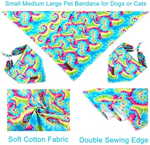 Triangle Bandana - Comfortable Cotton Dog & Cat Kerchief, Washable Tie Dye Scarf for Small Puppies & Dogs
