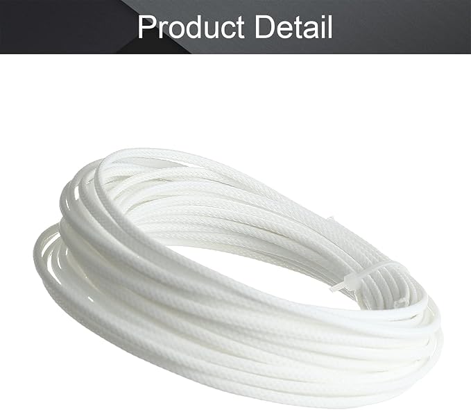 Heyiarbeit 10m/32.8ft PET Expandable Braid Cable Sleeving Flexible Wire Mesh Sleeve White 3mm