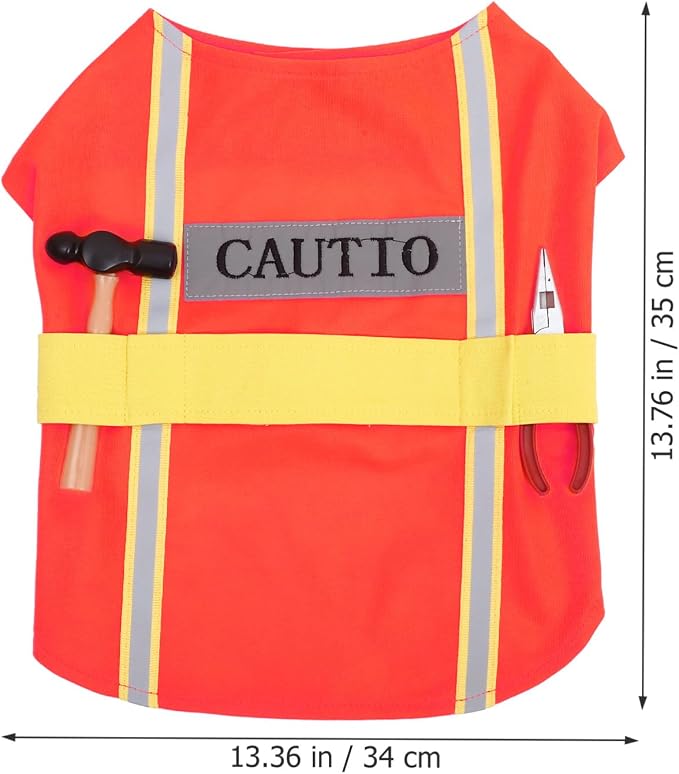 Dog Reflective Vest Construction Worker Pet Costume Christmas Outfits High Visibility Dogs Clothes for Large Medium Small Cats Costumes L
