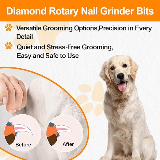 Diamond Rotary Pet Nail Grinder Bits Dog Nail Grinder Replacement Head -2PCS 1/8" Replacement Grinder Wheel for Animals Nail Care(B)