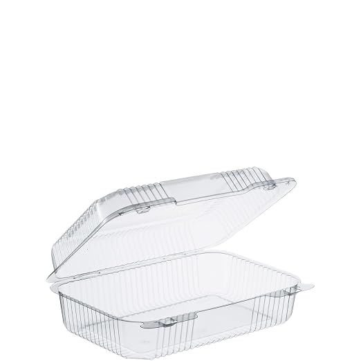 Dart 9.4 Inch StayLock Oblong High-Domed Clear PET Plastic Hinged Container, PET40UT1 (250 Count)