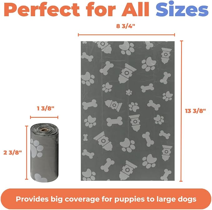 Best Pet Supplies Poop Bags for Dogs - Gray, 150 Count | Scented, Leak-proof, Easy-Tear perforations, 15 Thick Bags per roll, Outdoor Walking & Travel, Fits Standard Holders