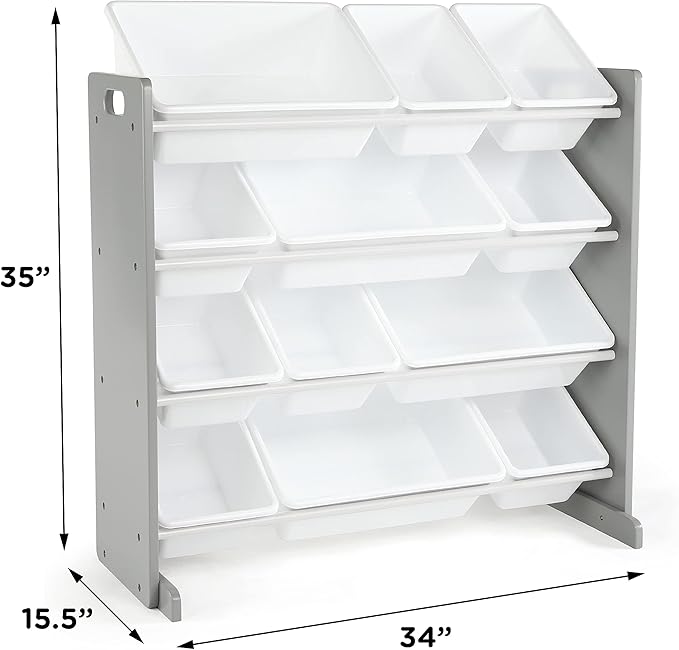 Humble Crew Kids Toy Organizer with 12 Bins, 4 Tier Storage for Playroom