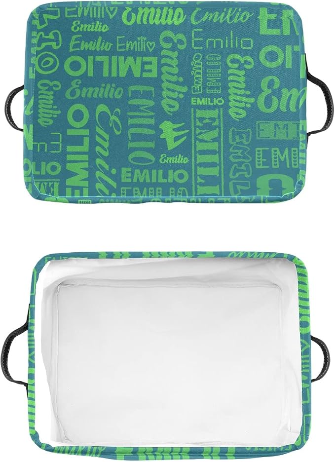 Personalized Toy Box Storage Bins for Boys Girls with Name, Kids Custom Storage Basket Cubes Organizer with Handles, Shelf Closet Storage Baskets Bin Customized Gift, 1 Pack
