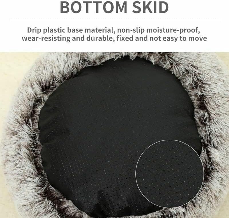 Cat Bed Round Fluffy Hooded Cat Bed Cave, Anti-Anxiety Cave Bed with Hooded Blanket, Cozy Cuddler Luxury Puppy Pet Bed, Anti-Slip Bottom and Machine Washable (Coffee, Medium)