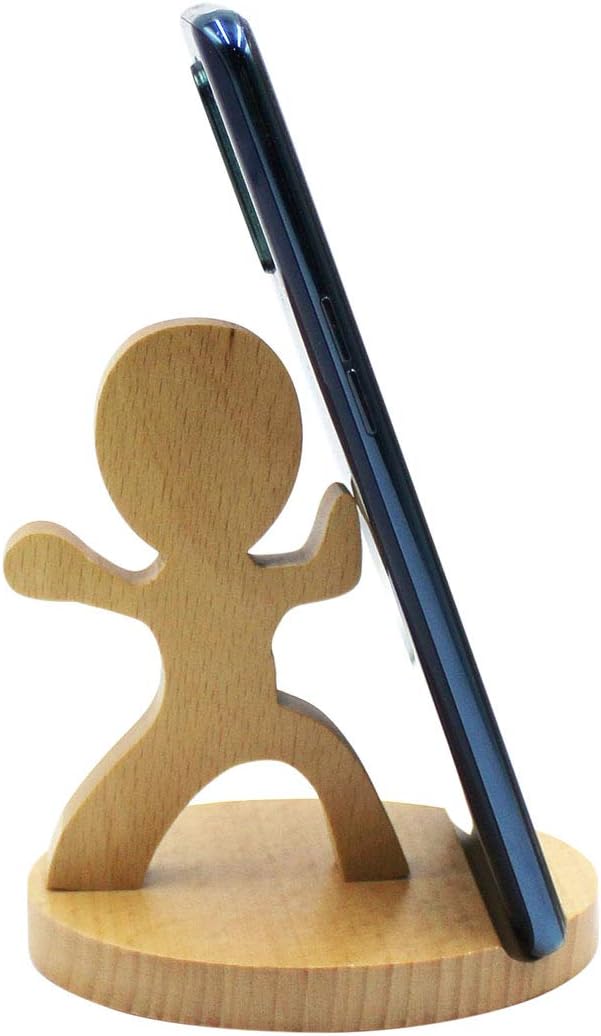 Cute Boy Cellphone Holder Stand Wooden Smartphone Desk Holder for All Mobile Phones Animal Phone Stand Desk Ornament