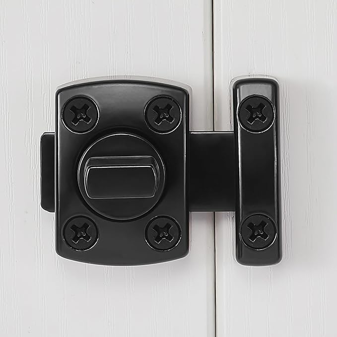 4 Set Black Rotate Bolt Gate Latches,Enhanced Security for Doors | Zinc Alloy Cabinet Lock,Pet Door Lock, for Drawer,Storage Box,Locker,Closet,Pet Cage,Wine Cabinet,Protect Privacy