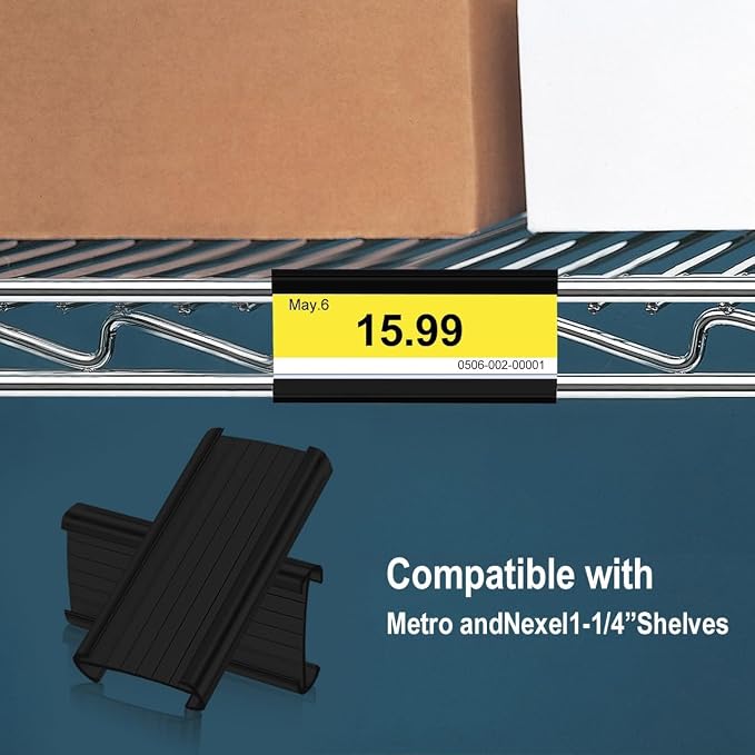 30Pcs Wire Shelf Label Holders, Black Plastic Wire Rack Label Holder,Compatible with Metro 1-1/4in Shelves, Label Area 3in Lx1.25in H (Label Paper Insert Included)