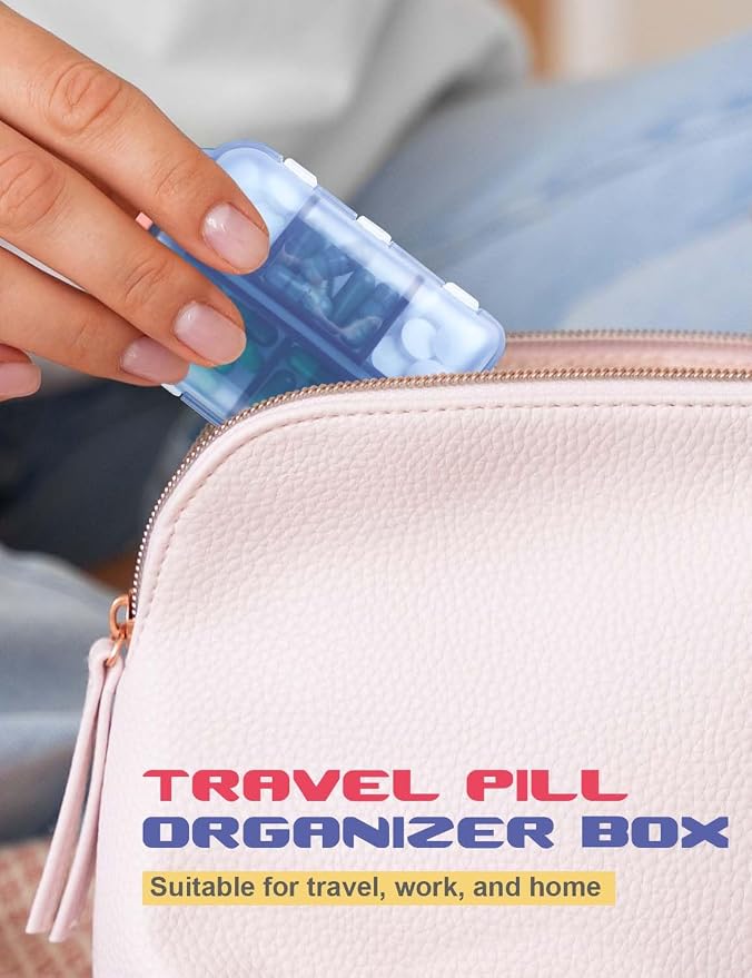 3 Pcs DIY Travel Pill Organizer with Labels Pocket Pharmacy, 3 Pill Box & 420 Medicine Labels, Portable Travel Essentials Mini Pill Container 7 Day Pill Case Storage Vitamin Fish Oil (Set A)