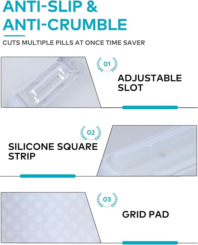 Adjustable Pill Cutter Splitter for Small and Tiny Pills, Larger Pills, Pill Splitter with Centering Device Accurately Cuts Multiple Pills a time,Tablet Cutter with Hidden Sharp Blade