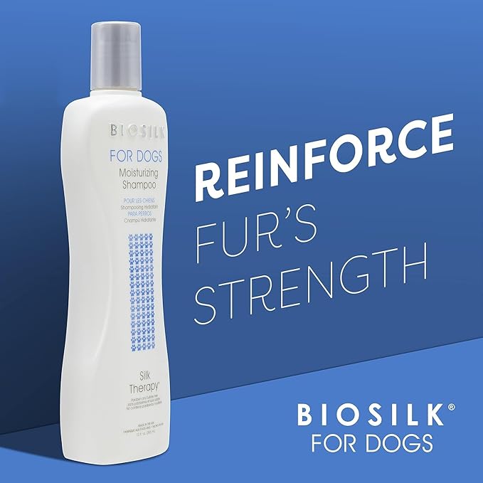 BioSilk for Dogs Silk Therapy Moisture Shampoo with Silk Proteins and Vitamins, Restores Shine and Softness, Sulfate Free, Paraben Free, pH Balanced, Made in USA, 12 Fl Oz - 2 Pack