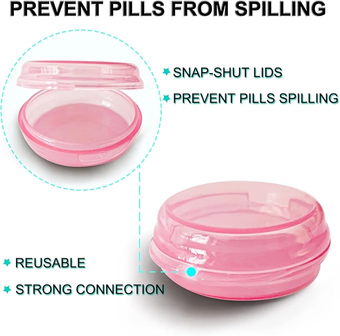 UHOUSE Small Pill Box (3 Pack), Daily Mini Pill Organizer Portable for Purse Pocket,Travel Pill Case Medicine Storage Container Earplug Case(Red)