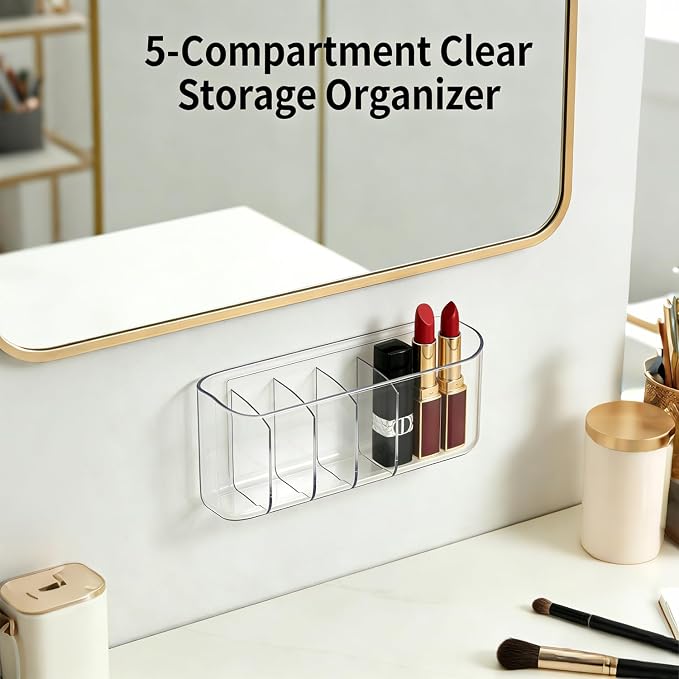 1PCS Clear Inside Medicine Cabinet Door Organiser, Small Bathroom Organizer Adhesive Wall Mounted Storage Compartment Holder for Lipstick,Small items