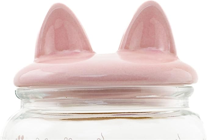 10 Strawberry Street Cat Ears Pet Treat Canister, Pink