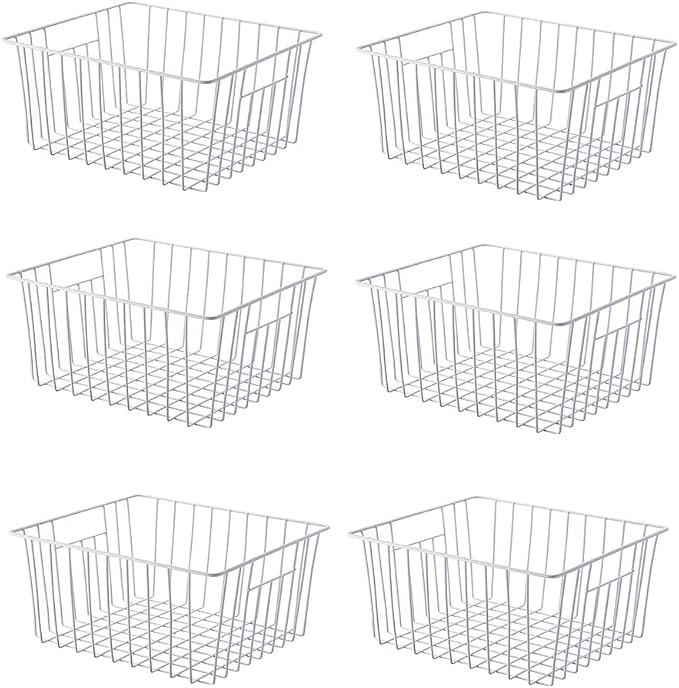 Freezer Storage Organizer Baskets, Household Refrigerator Chest Organization with Built-in Handles for Cabinets, Pantry, Closets, Bedrooms