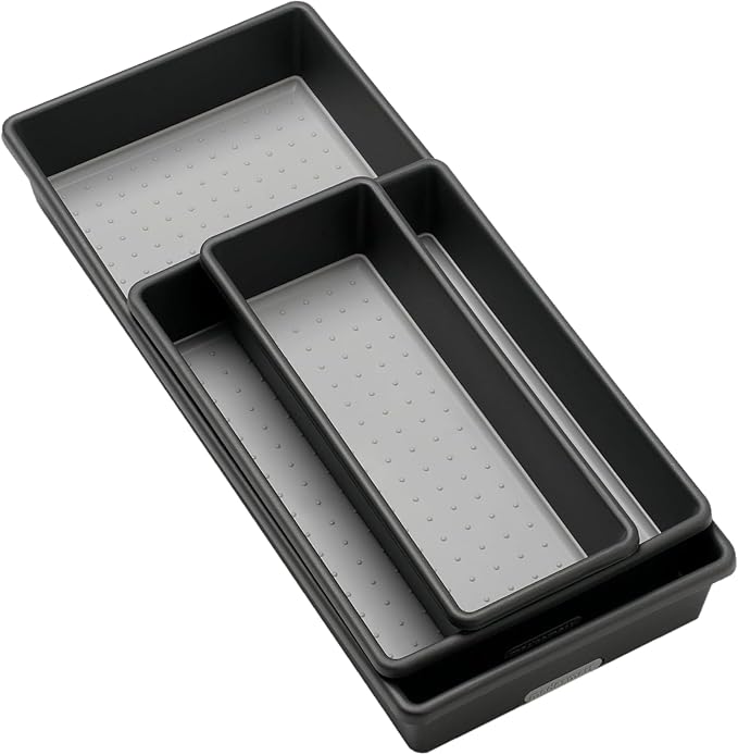 madesmart Storage Bins | Multi-Purpose | Granite | Nonslip Bottom | Set of 3, Pack of 6