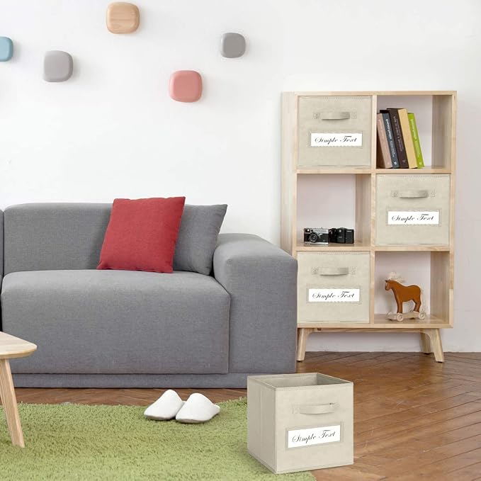 11 Inch Storage Cube,Storage bin (Set of 10) Foldable Fabric Cube Storage Bins with 10 Labels Window Cards & a Pen,Baskets Containers for Shelves,Closet Organizers Box,cube storage,Beige