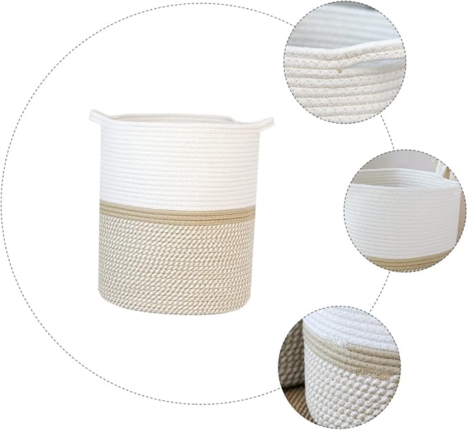 Rope Woven Storage Basket Stylish Pet Organizer Bin Sundries Container for Home High Capacity for Pet Playthings andClothing