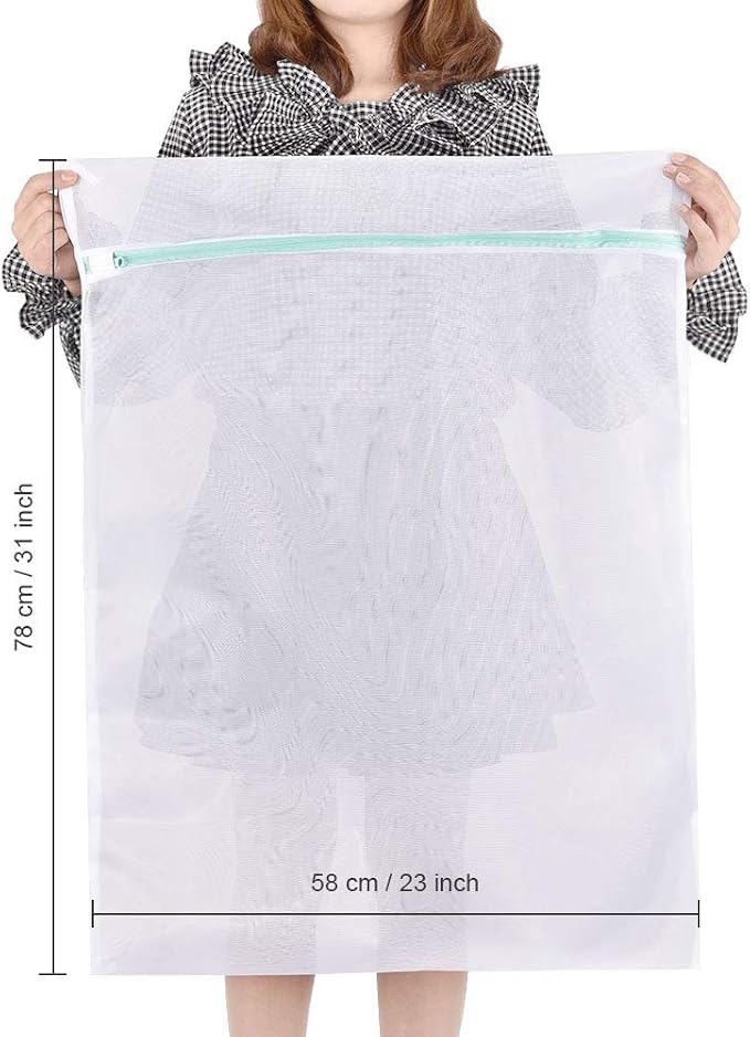 OTraki Mesh Laundry Bag for Delicates 2 Pack Garment Wash Bag 24 x 32 inch Zippered Large Washing Machine Bags for Sweater Dirty Clothes Washer College Dorm Organizer Don't Drying, Melting 140-176℉ | Zippered Washing Machine Bags for Sweater Dirty Clot...