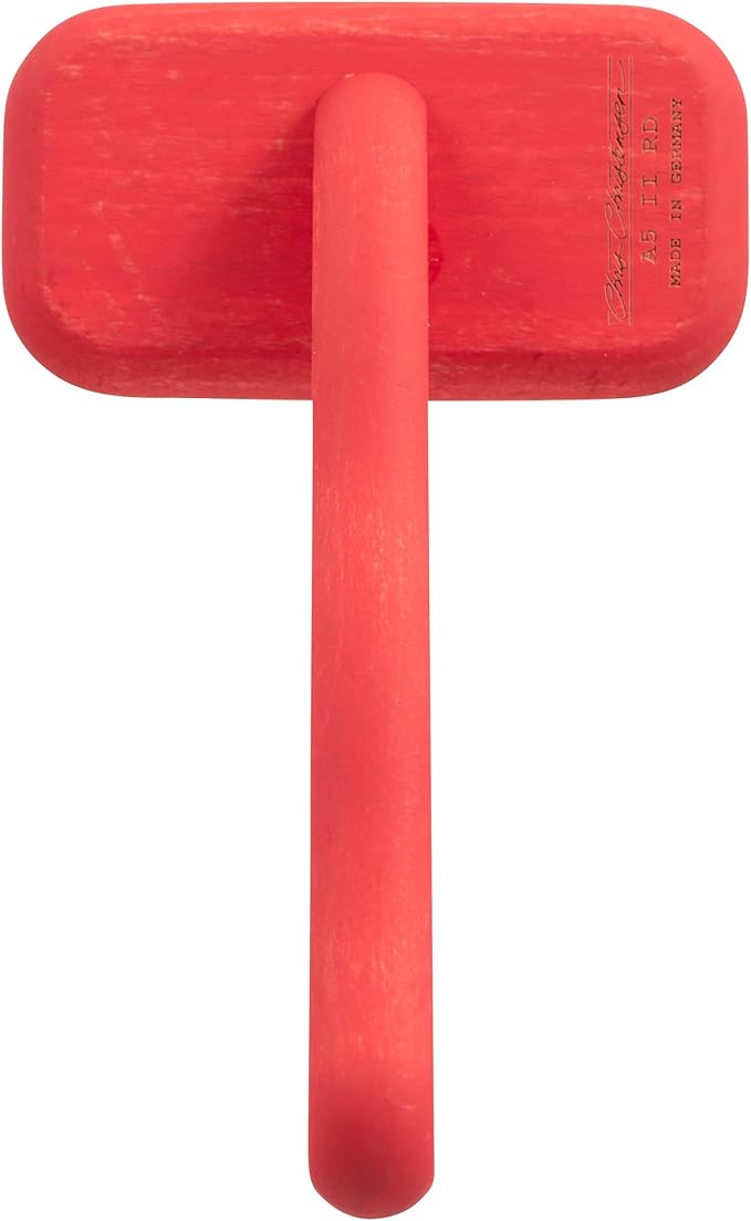 Chris Christensen Mark II Slicker Brush, Groom Like a Professional, Stainless Steel Pins, Lightweight Beech Wood Body, Ground and Polished Tips, Red Small