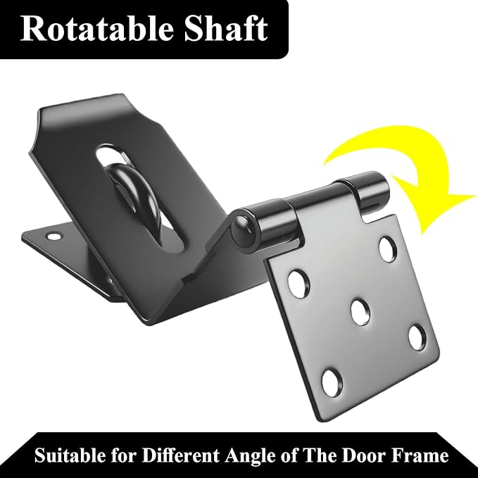 Right Angle Padlock Hasp, 2 Pack Stainless Steel Lock Latch, 90 Degree Door Hasp Clasp for Garden Gate, Wooden Barn Shed Door, Storage Box, Closets, Cabinets, Pet Cage, Matte Black (3 Inch)