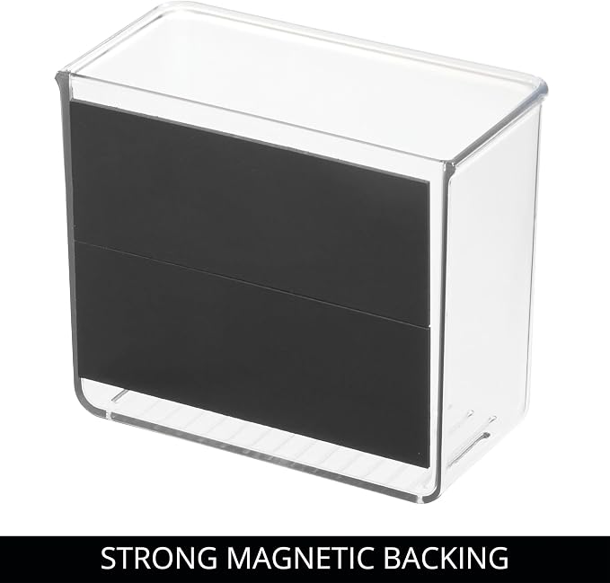 iDesign Magnetic Small Clear Plastic Organizer Bins, 4-Pack | Laundry Room Storage