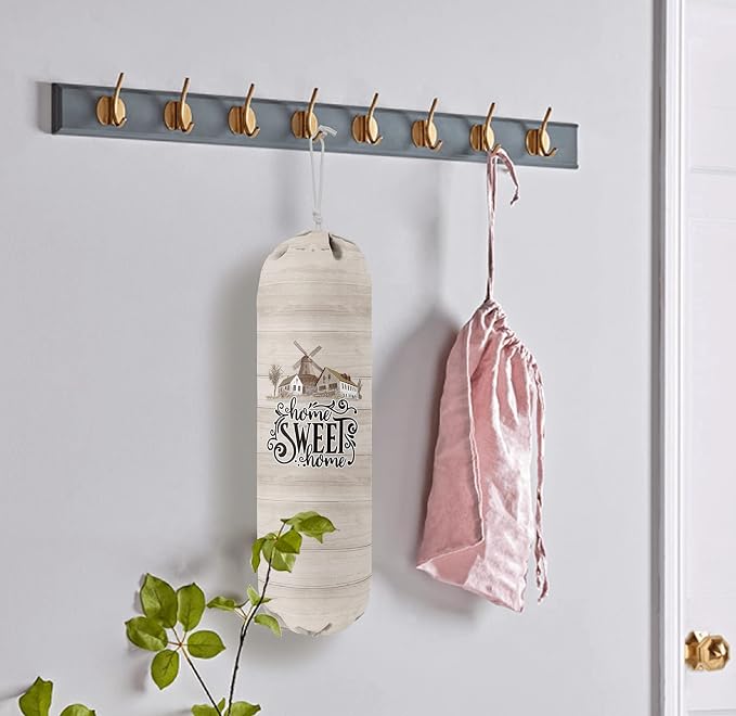 Home Sweet Home, Grocery Bags Holder Organizer for Shopping Bags，Wall Mount Plastic Bags Storage Container Dispensers, Gift for Women Mother Grandmother Friend