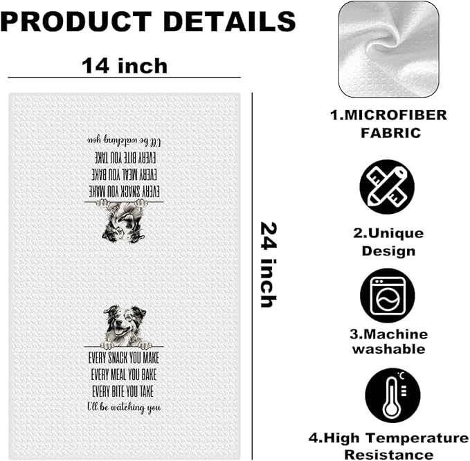 Shetland Sheepdog Dog Kitchen Towels 24x14 Inch, Shetland Sheepdog Gifts Reusable Dish Towels Dishcloth, Funny Dog Every Meal You Make Waffle Weave Hand Cloth Tea Towel for Bathroom Kitchen Decor