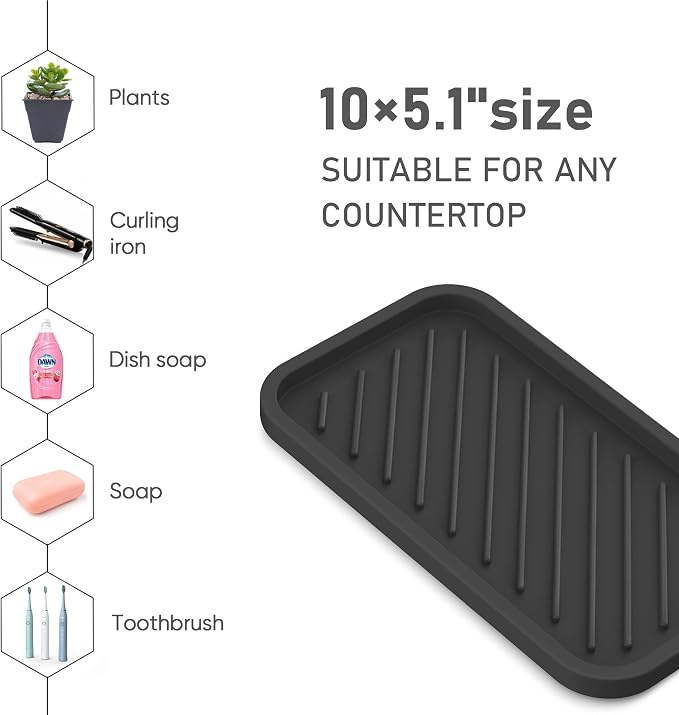 Silicone Sponge Holder-Large Thick Durable 10" Sink Organizer Tray-Kitchen