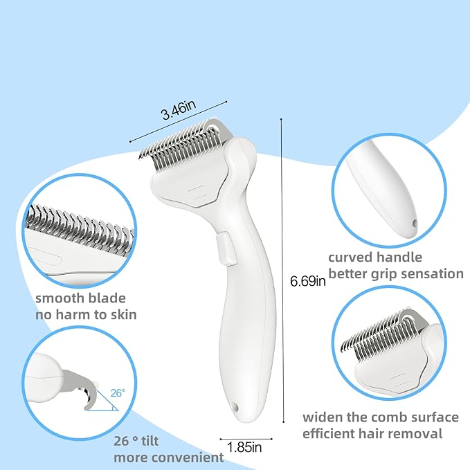 Undercoat Rake for Dogs & Cats, Deshedding Brush for Long haired Pets,Cat Brush for Shedding with Release Button,Best Dematting Comb&Deshedding Tool for Grooming