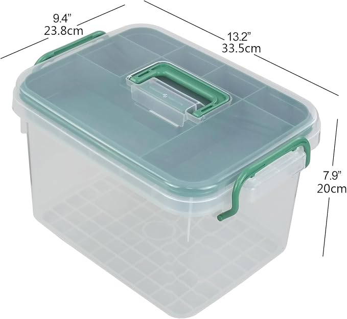 1-Pack Clear Storage Box Container, Family First Aid Box with Handle | 15 QT Medicine Box Organizer with Tray, Durable Plastic, Thickened Medicine Storage Organizeron
