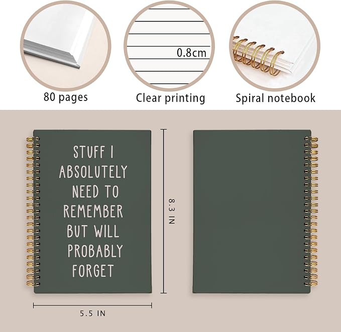 LIANGW Funny Dark Green Notebooks for Work, Coworker Office Gifts for Women | Funny Work Gifts for Coworkers & Boss, Fun Spiral Notebooks Journals for Writing, Funny Office Supplies 5.5x8.3 Inch