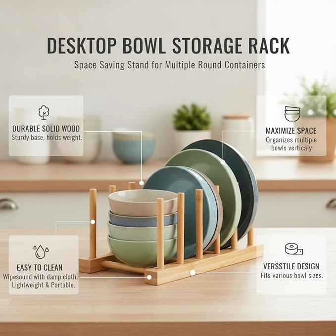 Organize Round Pet Bowls Vertically with This Compact Desktop Storage Rack, Multicolor PET Stand for Feeding Areas