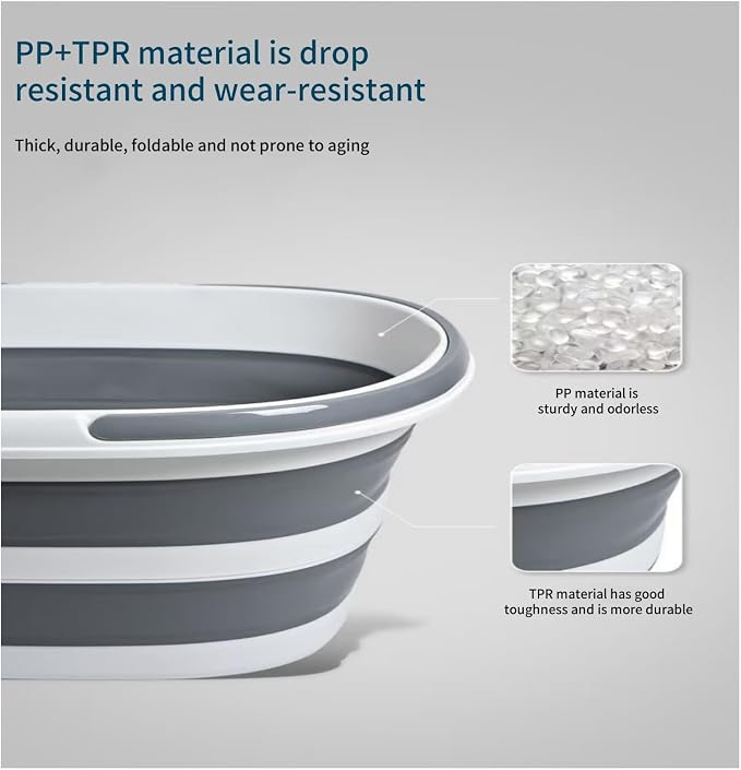 Foldable wash Basin, 16L Portable Foldable Bucket with Handle for Fashionable Camping Laundry car wash Foot Bath Fishing, Cleaning Supplies Storage Bucket Cleaning Bucket for Storage