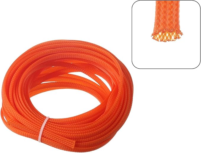 33ft PET Expandable Braid Cable Sleeving, 1/2" Cable Cord Management Sleeve | Orange Wire Loom Tubing Cable Sleeve for TV, Computer, Home Theater, USB Cable, Power Cord Audio Video Cable