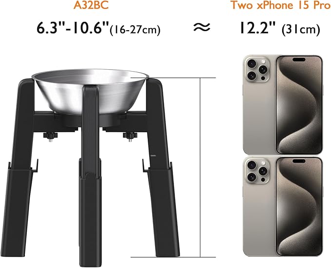 CZPET Dog Bowl Stand, 51 oz Large Capacity Raised Elevated Dog Food/Water Stainless Steel Feeder, Size and Height Adjustable & Anti-Slip Stand for Medium Dogs (2 Pack)