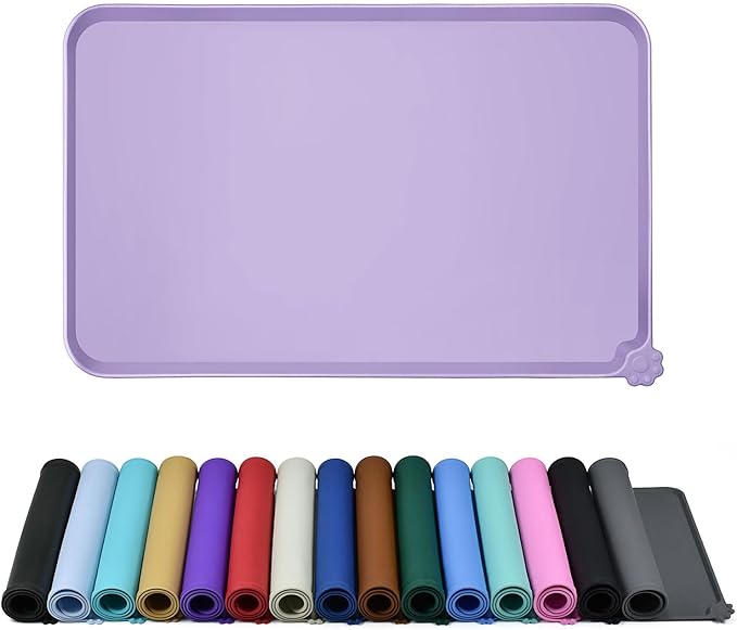Reopet Waterproof Pet Feeding Mat, Non-Slip Silicone Placemats for Dog Cat Food and Water Bowl, High Raised Edges to Prevent Spills and Protect Floors