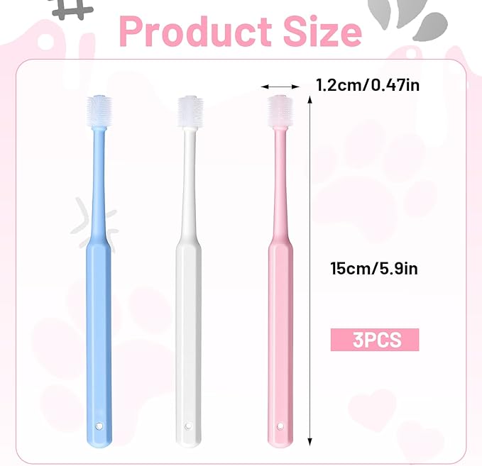 3 Pack Small Dog Cat Toothbrush, 360 Degree Soft Silicone Pet Toothbrush Cat Dental Care Dog Oral Hygiene Deep Clean Pet Teeth Cleaning Kit