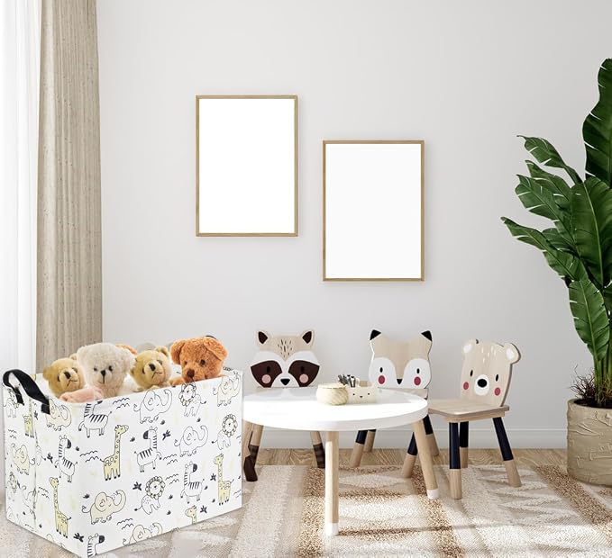 Baby Baskets kids Toy Basket for Boy and Girls Woodland Gift Basket Empty Cute Storage Bin Organizer Box Rectangular Animal Room Decor for Books(Animal)