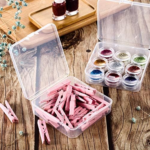 SATINIOR 24 Packs Small Clear Plastic Beads Storage Containers Box with Hinged Lid for Storage of Small Items, Crafts, Jewelry, Hardware(3.7 x 3.7 x 1.2 in)