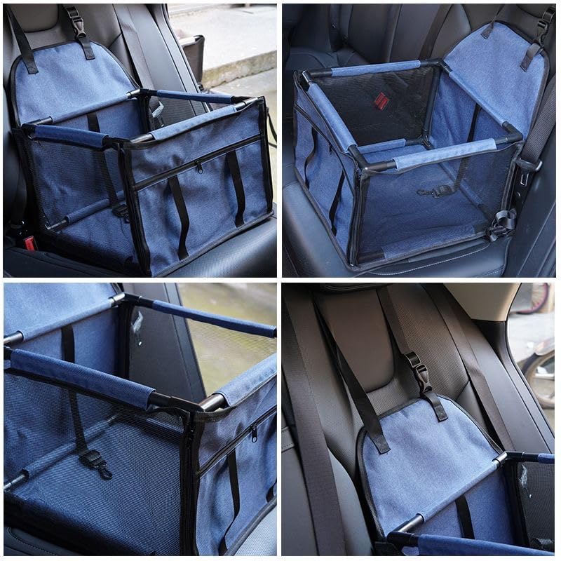LuckyFlu Premium Blue Pet Car Seat for VW Caddy Panel Van 2015-2020, Foldable Waterproof Dog & Cat Booster, Breathable Mesh & Stable Travel Design, Easy to Clean & Store