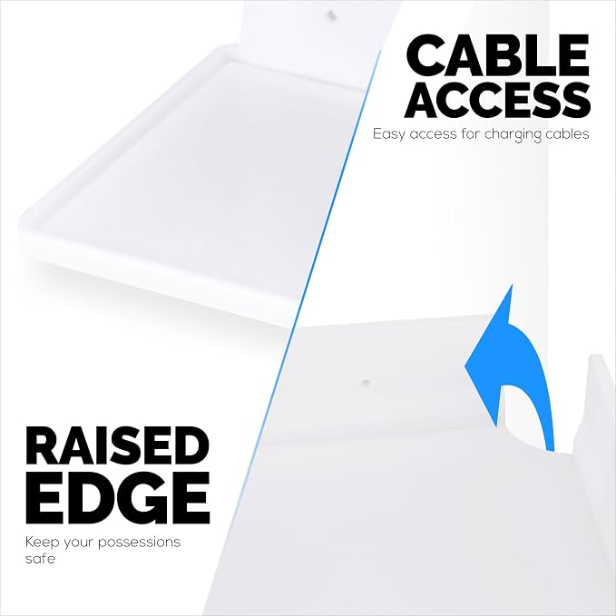 9" Small Corner Shelf Mount, Adhesive & Screw in, for Speakers, Cameras, Baby Monitors, Plants, Books Electronics, Collectibles & More, Floating Shelves (White) by Brainwavz