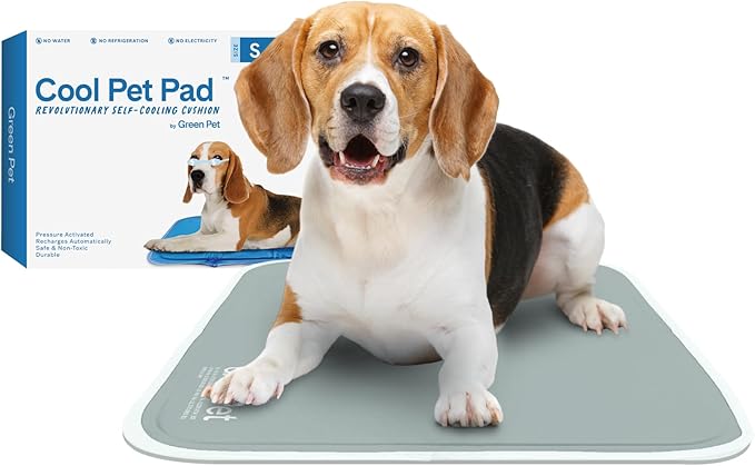 The Green Pet Shop Cool Pet Pad - Small, Sage Grey - Self-Cooling, Pressure Activated Mat for Dogs & Cats from 9-20 lbs - Non-Toxic Gel, No Water Needed