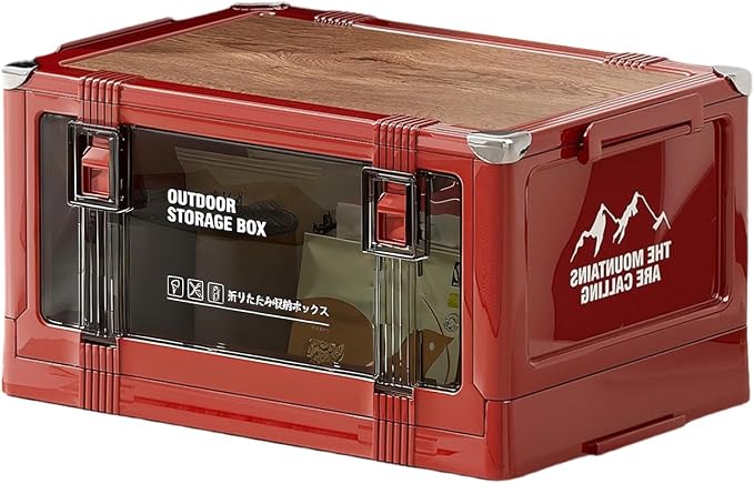 hejhncii Multiple Compartment Foldable Organizers for Gear and Clothing Storage Foldable Designs with Handles for Portability Camping Storage Box with PP PET Wood for Outdoor Gear